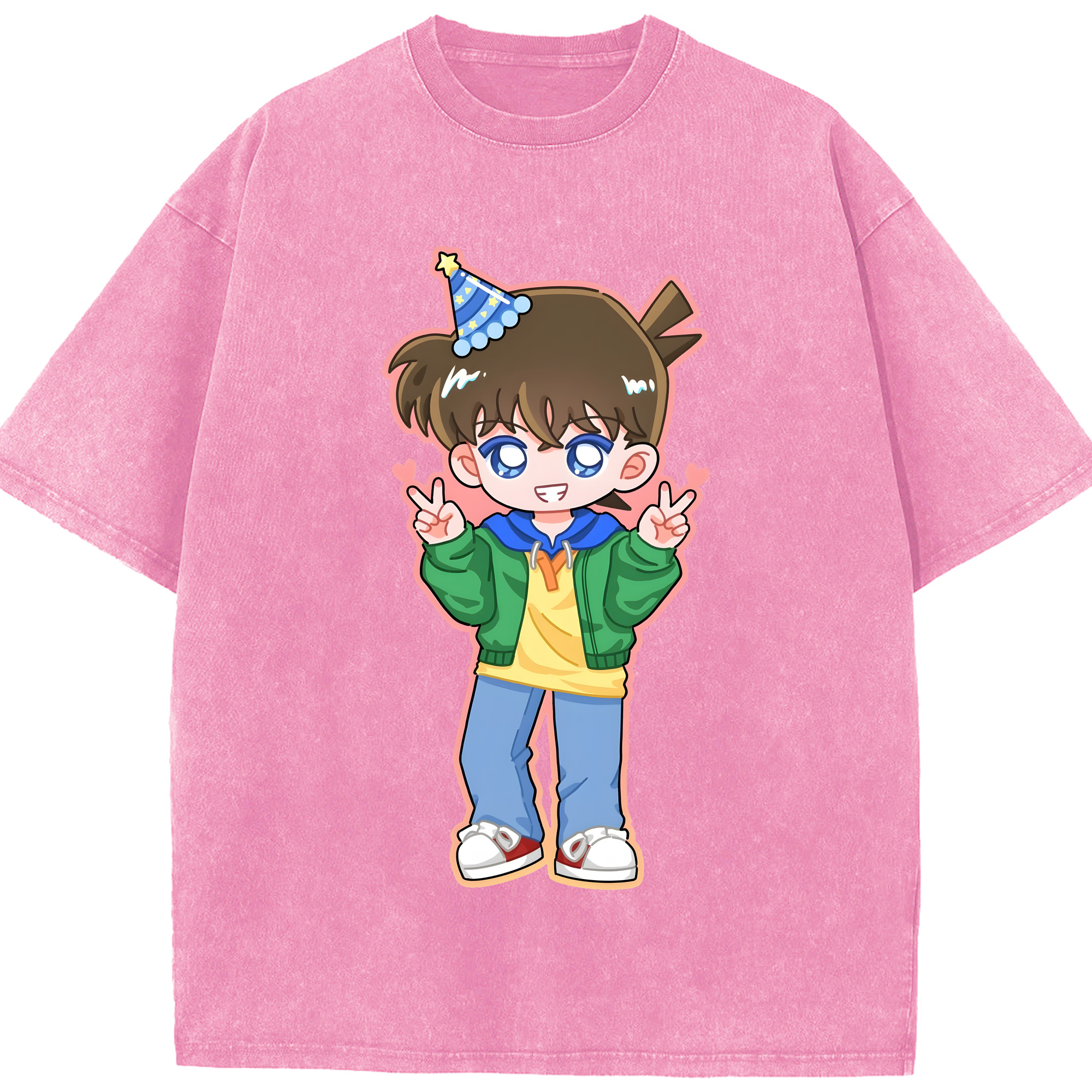 （画像用） 名探偵コナン 江戸川 コナン Detective Conan Conan Edogawa 綿100% ヴィンテージ風 半袖Tシャツ（フロントプリント）